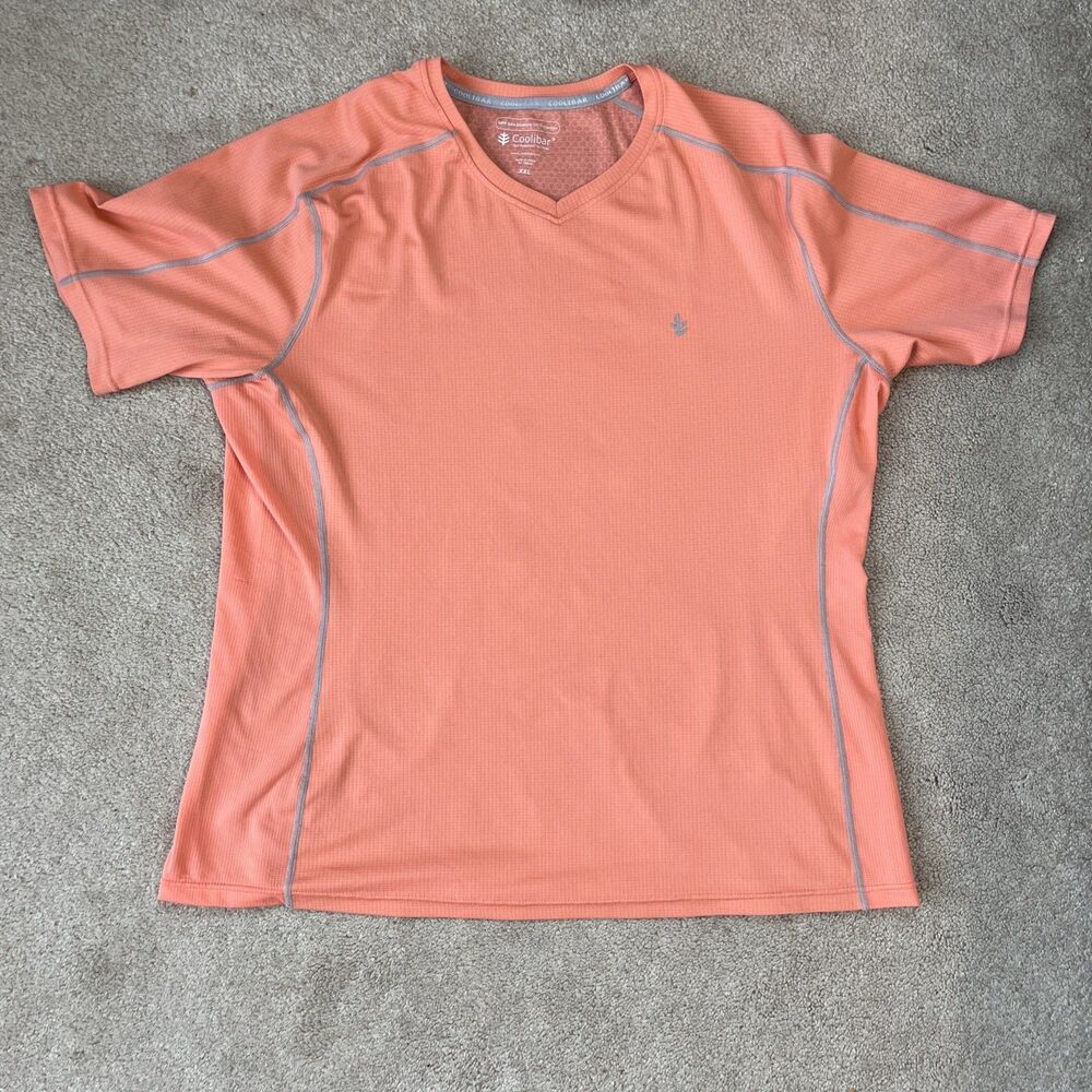 Coolibar T-Shirt Womens XXL UPF 50 Orange Waffle Grid Performance Outdoors Cool